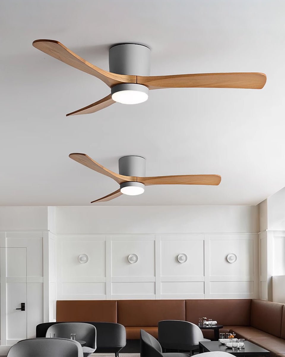 Nordic Wooden Ceiling Fan Light | LED, 6-Speed Control & Minimalist Design for Indoor Spaces (42"/48"/52")