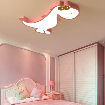 LED Flush Mount Ceiling Light - Cartoon Dinosaur Design - Kids Room Lighting Fixture for Nursery & Playroom