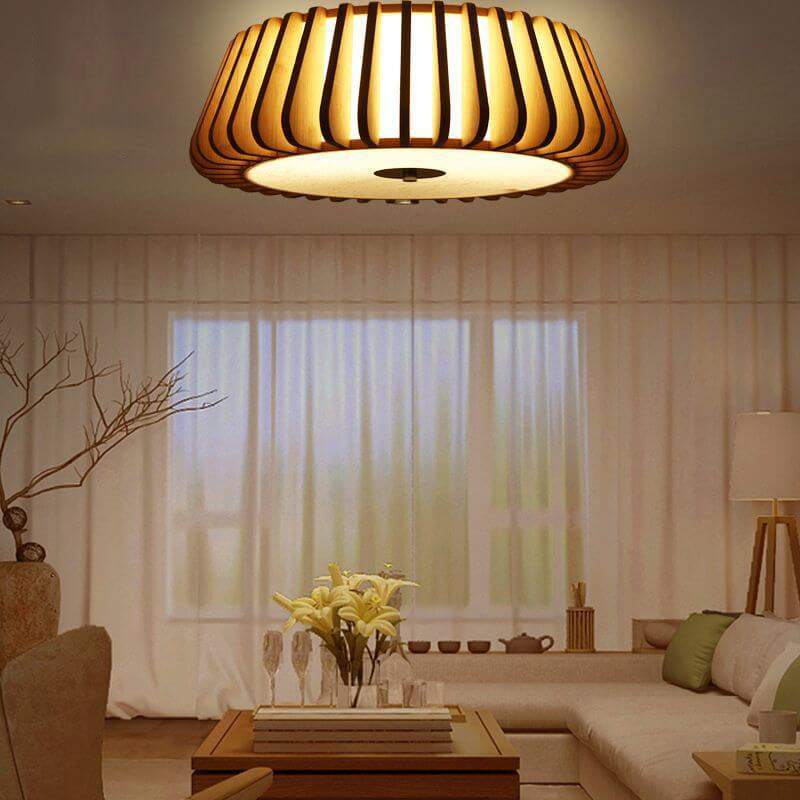 LED Round Ceiling Light Fixture - Solid Wood Design with 3/4/5 Lights for Living Room & Dining Room Lighting