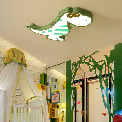 LED Flush Mount Ceiling Light - Cartoon Dinosaur Design - Kids Room Lighting Fixture for Nursery & Playroom