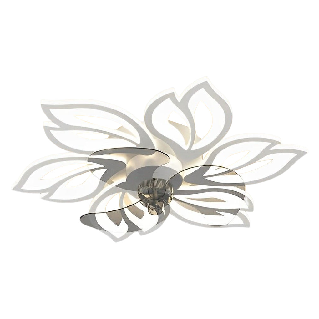 LED Modern Ceiling Fan Light with Flower Design, Smart Silent Stepless Dimming, Ideal for Living Room & Bedroom