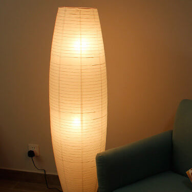 2-Light Standing Floor Lamp with Rice Paper Shade - Nordic Minimalist Design for Living Room & Bedroom