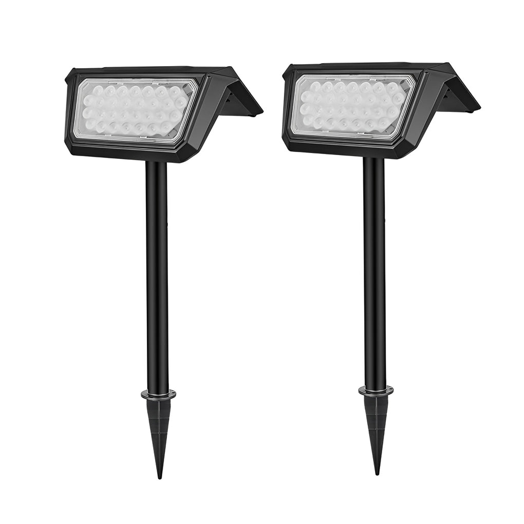 LED Solar Lights Outdoor - 2PCS Waterproof IP65 Black Modern Lawn Lamps for Garden Pathway Lighting