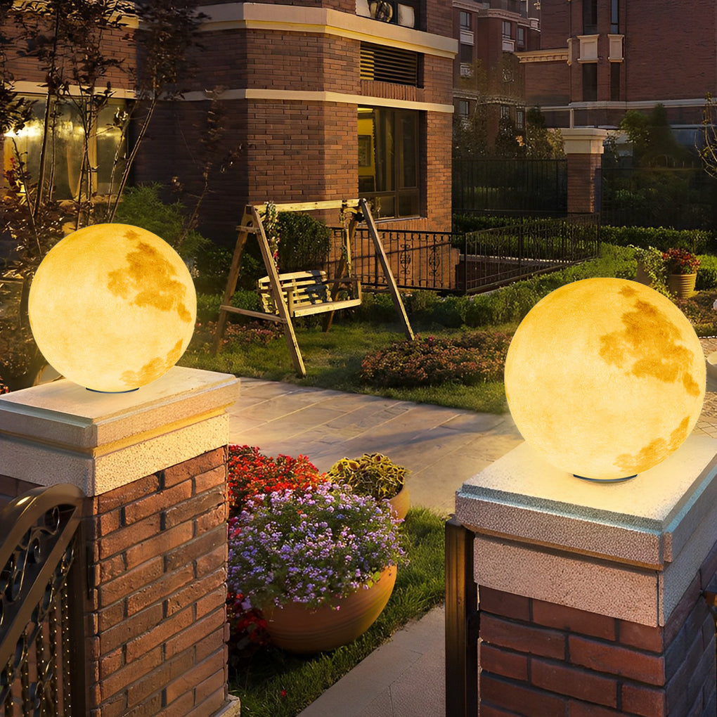 Moon-Shaped Outdoor Pier-Mount Accent Light Fixture for Pathways & Gardens