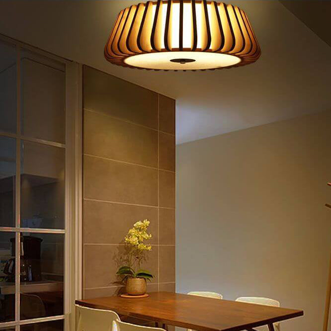 LED Round Ceiling Light Fixture - Solid Wood Design with 3/4/5 Lights for Living Room & Dining Room Lighting