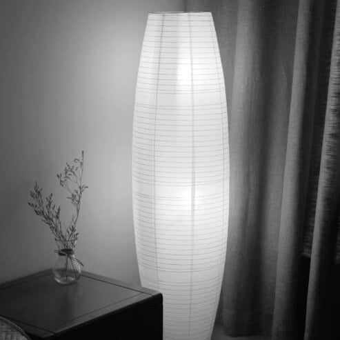 2-Light Standing Floor Lamp with Rice Paper Shade - Nordic Minimalist Design for Living Room & Bedroom