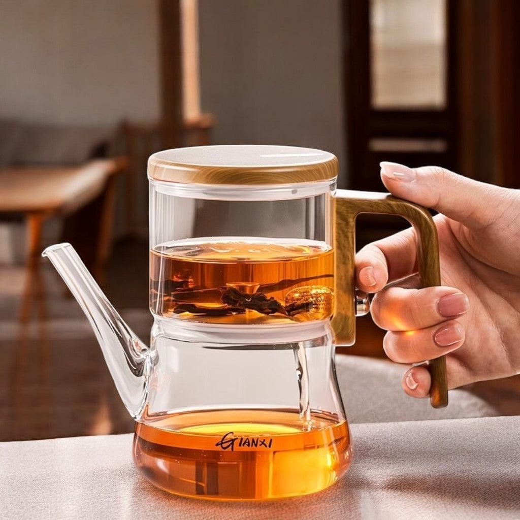Clear Glass Teapot with Blooming Tea - Enhance Your Brewing Experience with Style and Functionality
