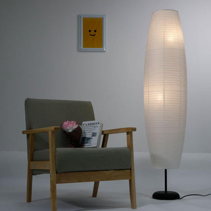 2-Light Standing Floor Lamp with Rice Paper Shade - Nordic Minimalist Design for Living Room & Bedroom