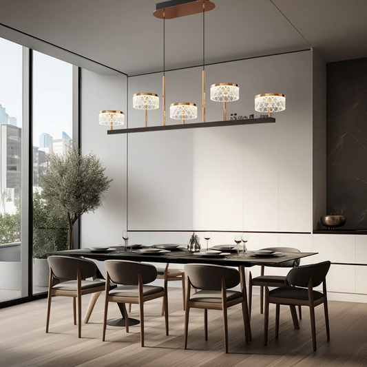 LED Pendant Light Fixture - Modern Adjustable Hanging Lamp with Glass Shade for Kitchen Island & Dining Room Lighting