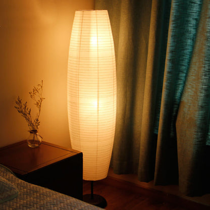 2-Light Standing Floor Lamp with Rice Paper Shade - Nordic Minimalist Design for Living Room & Bedroom