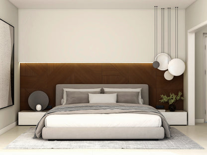 Contemporary Walnut Wood Paneling - Geometric Design for Bedrooms, Adhesive Fluted and Square Patterns