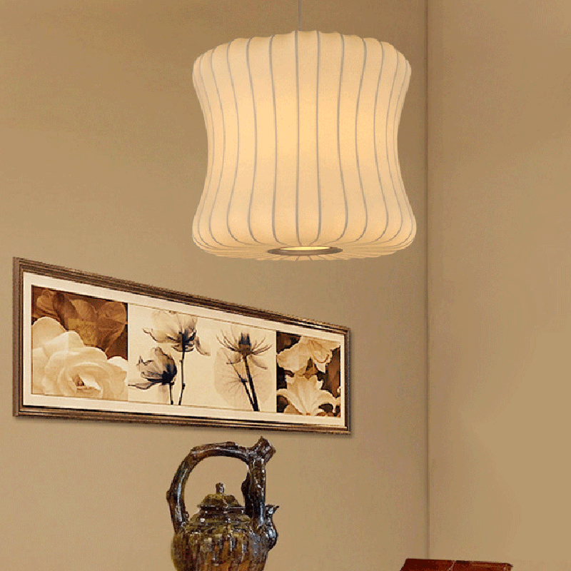 Vintage LED Silk Lantern Pendant Light | Adjustable Height, Sloped Ceiling Friendly & Ideal for Living Rooms and Dining Areas