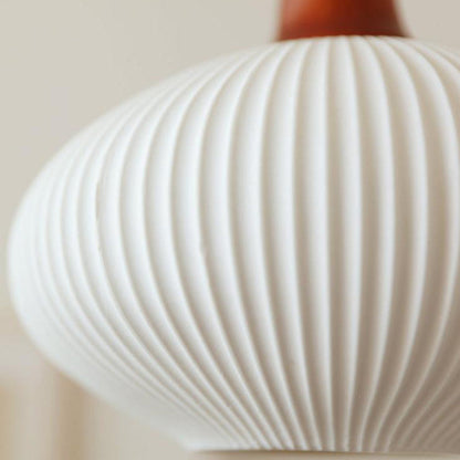 Vintage Japanese Ceramic Pleated Pendant Light Fixture - Round Dome Design for Dining Room & Kitchen