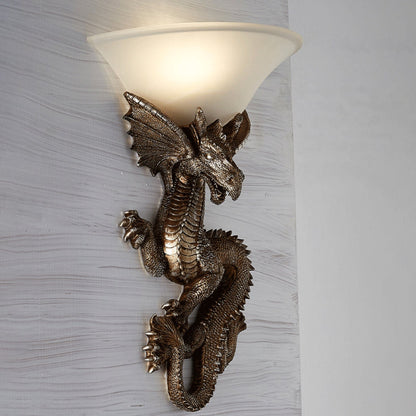 LED Wall Sconce Light Fixture - Traditional European Resin & Glass Design - Semi-Circular 1-Light for Living Room & Hallway