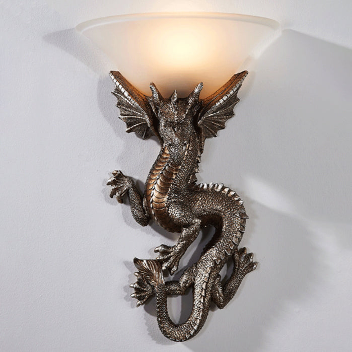 LED Wall Sconce Light Fixture - Traditional European Resin & Glass Design - Semi-Circular 1-Light for Living Room & Hallway