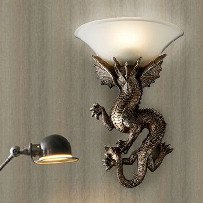 LED Wall Sconce Light Fixture - Traditional European Resin & Glass Design - Semi-Circular 1-Light for Living Room & Hallway