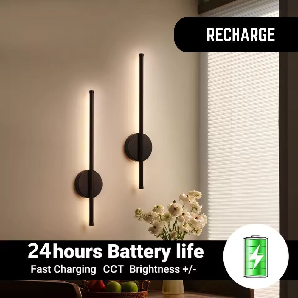 Wireless Modern Wall Light Fixture with Adjustable Brightness for Living Room, Bedroom, and Hallway Lighting