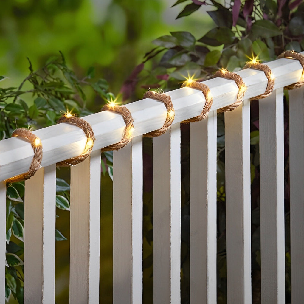 LED Solar String Lights - 100/200 Lights Hemp Rope Decor - Battery-Operated Outdoor Lighting for Garden, Patio, and Holiday Decor