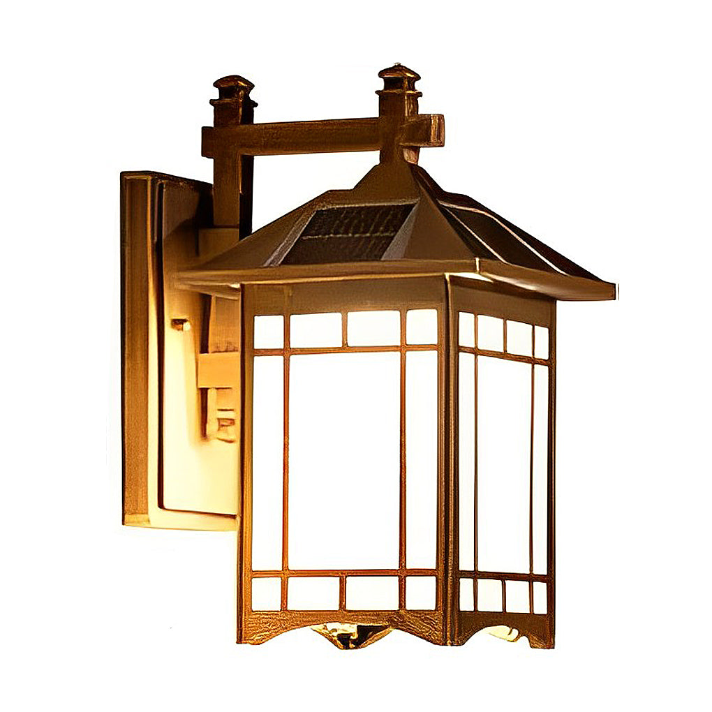 LED Vintage Solar Wall Lamp with Remote Control - Waterproof Retro Wall Sconce Lighting for Outdoor Use
