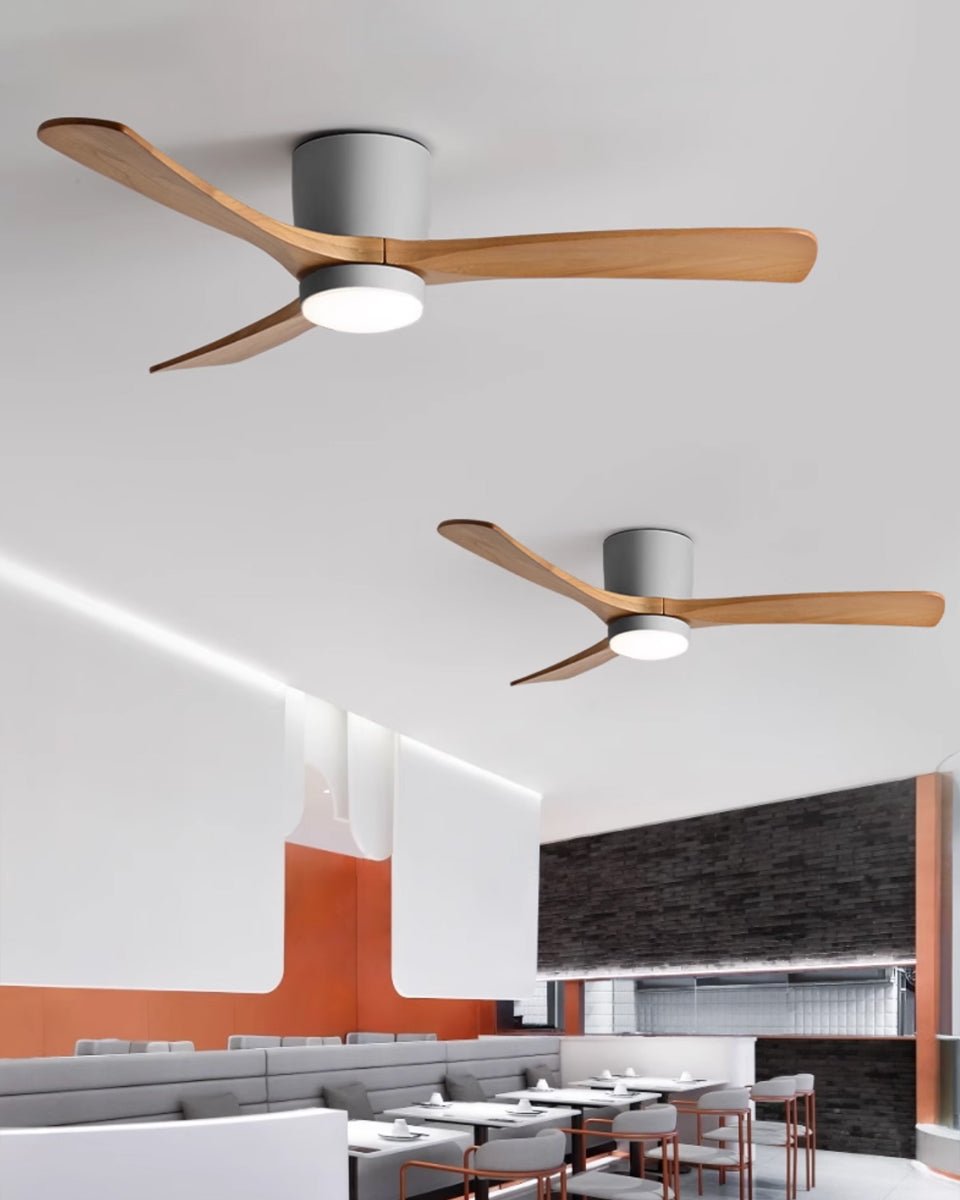 Nordic Wooden Ceiling Fan Light | LED, 6-Speed Control & Minimalist Design for Indoor Spaces (42"/48"/52")