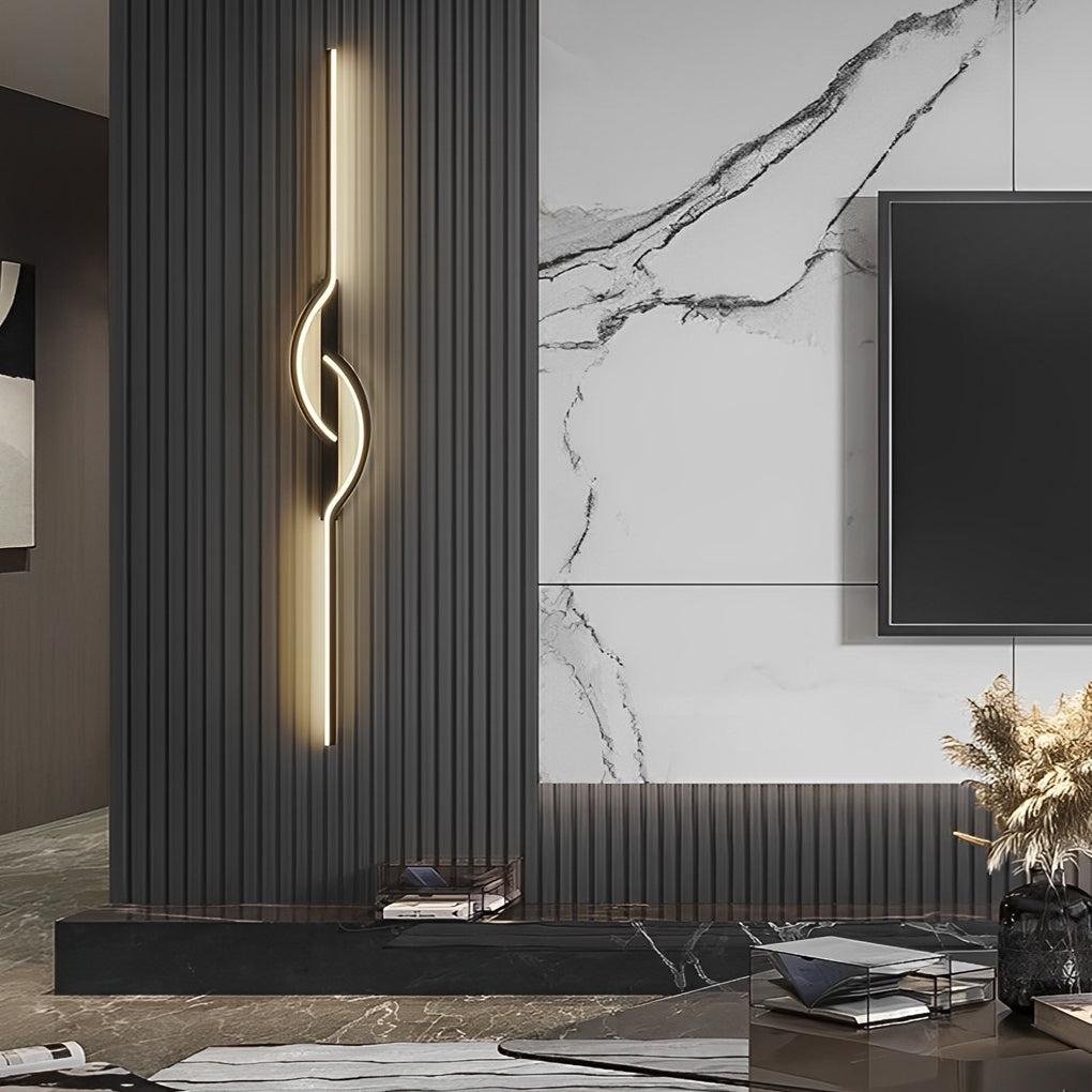 LED Wall Lamp with Stepless Dimming, Black Modern Design for Living Room & Bedroom Lighting