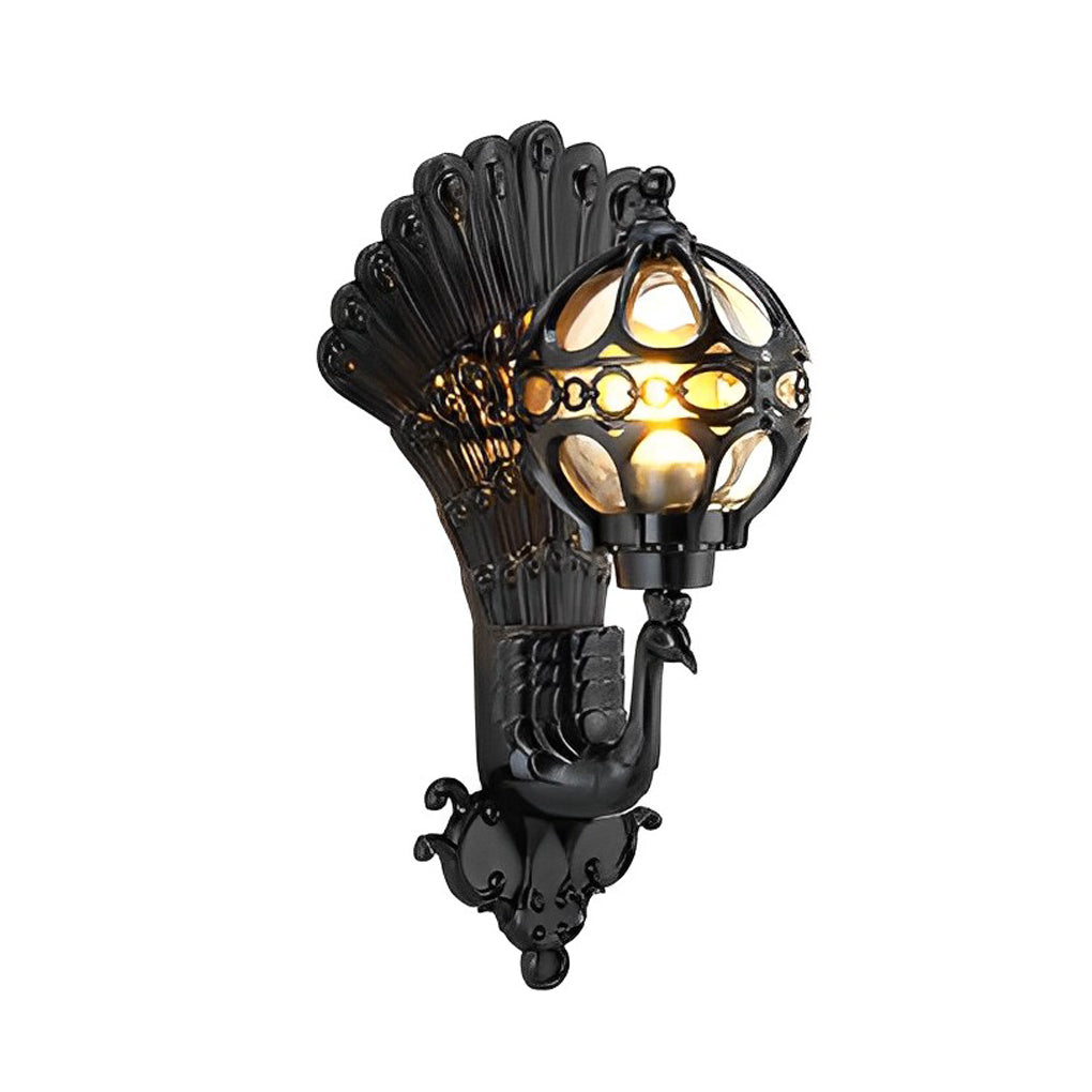 Waterproof Retro Peacock Outdoor Wall Light Fixture - Aluminum European Style for Garden & Patio Lighting