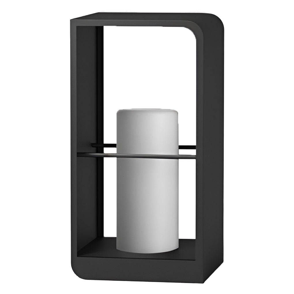 Waterproof Black Rectangular Solar Outdoor Lanterns for Modern Gardens & Patios
