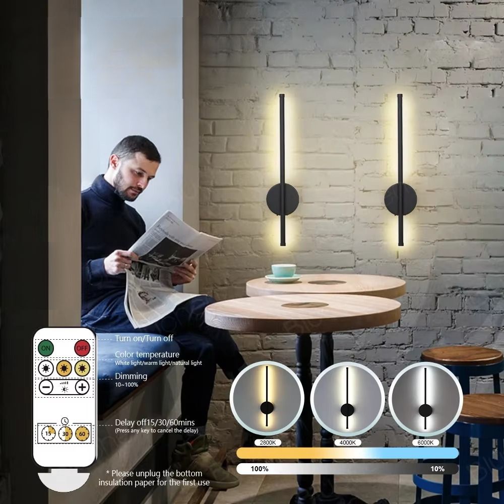 Wireless Modern Wall Light Fixture with Adjustable Brightness for Living Room, Bedroom, and Hallway Lighting