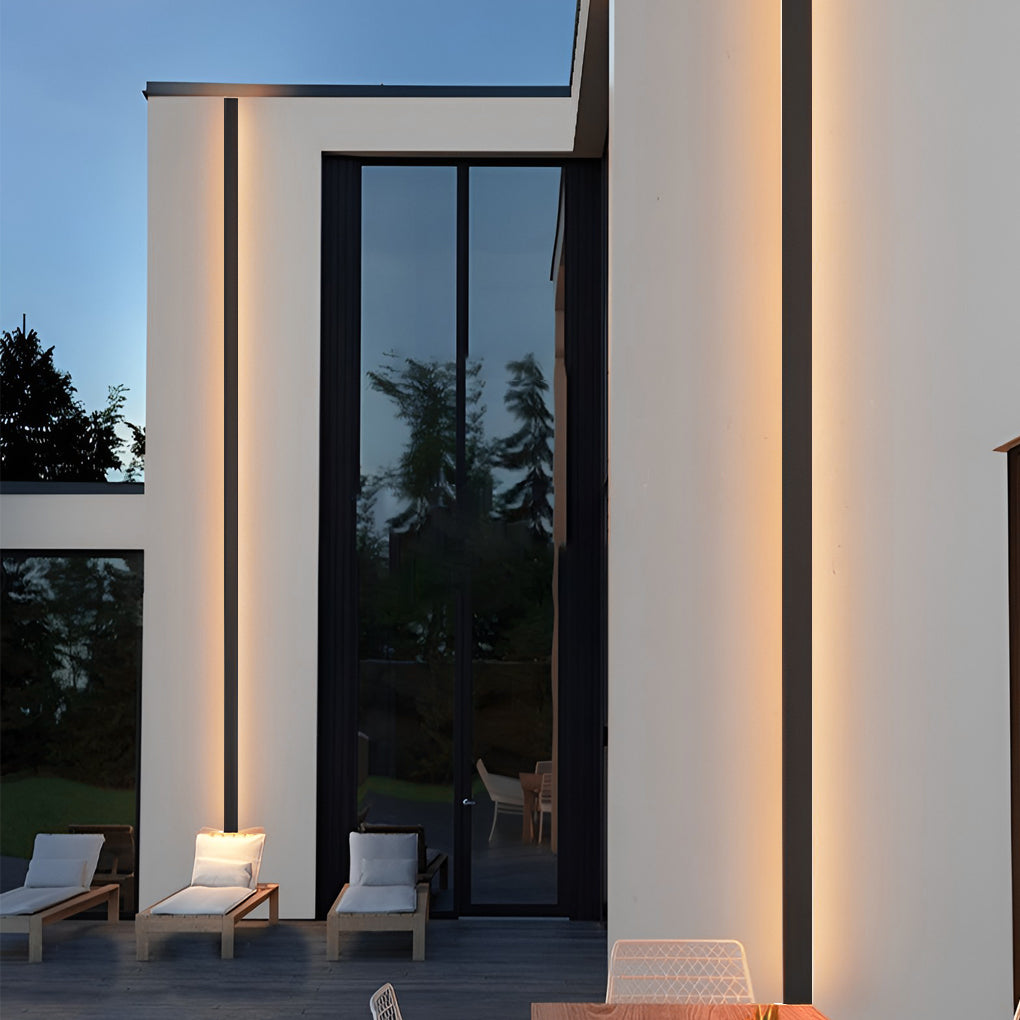 LED Linear Wall Lights - Black Outdoor Lighting Fixture for Gardens, Patios & Walkways