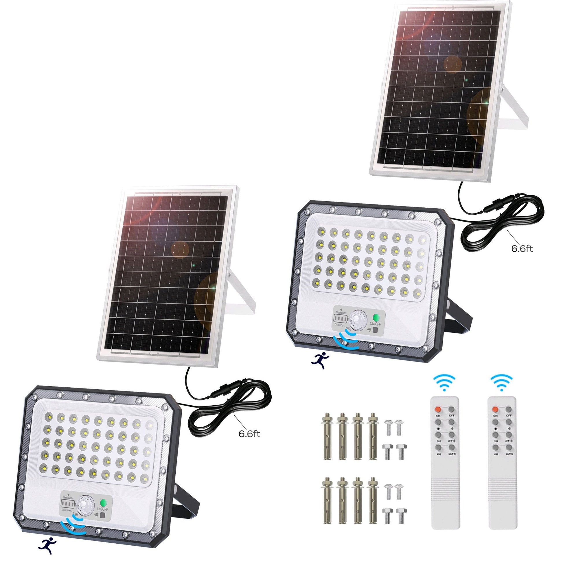 Solar Flood Light with Motion Sensor & Remote – 2250LM 6500K Waterproof Outdoor Security Lamp, 12500mAh Battery, Dusk to Dawn Lighting