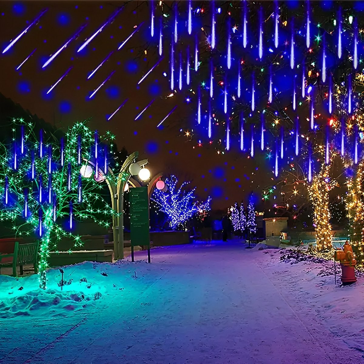 360° Solar-Powered Waterproof Meteor Shower LED Tree String Lights – Dynamic Outdoor Landscape Lighting for Garden, Yard & Patio