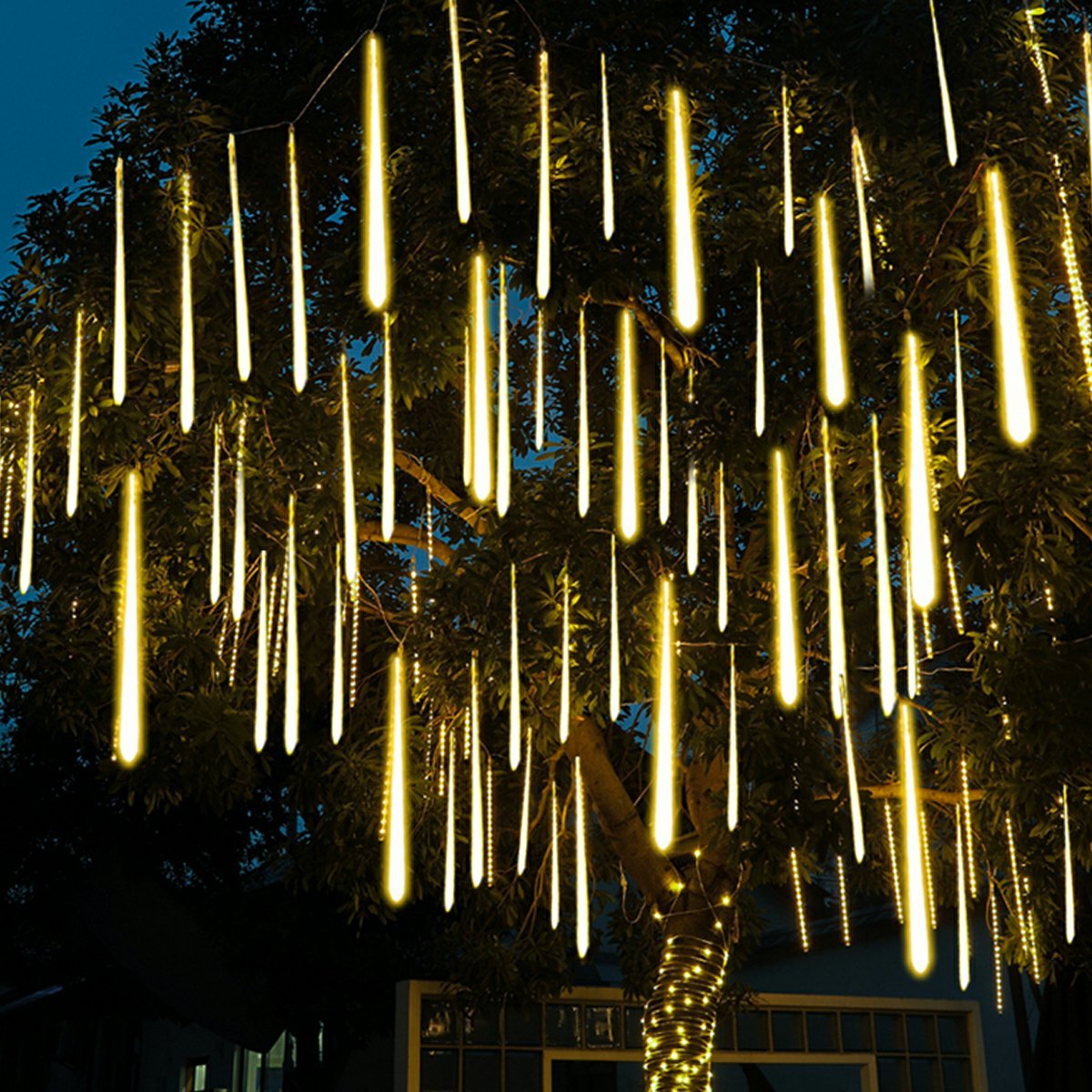 360° Solar-Powered Waterproof Meteor Shower LED Tree String Lights – Dynamic Outdoor Landscape Lighting for Garden, Yard & Patio