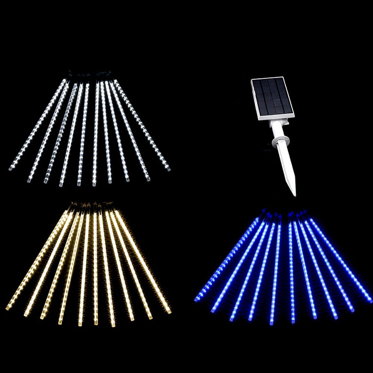 360° Solar-Powered Waterproof Meteor Shower LED Tree String Lights – Dynamic Outdoor Landscape Lighting for Garden, Yard & Patio