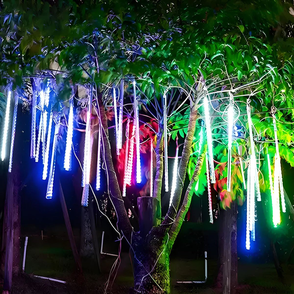 360° Solar-Powered Waterproof Meteor Shower LED Tree String Lights – Dynamic Outdoor Landscape Lighting for Garden, Yard & Patio
