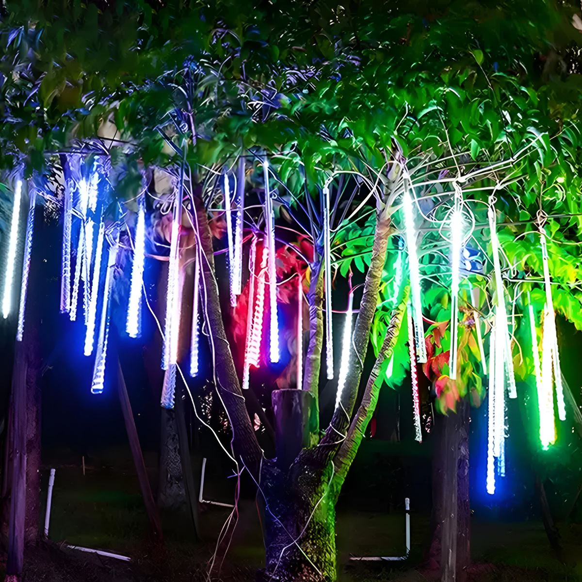 360° Solar-Powered Waterproof Meteor Shower LED Tree String Lights – Dynamic Outdoor Landscape Lighting for Garden, Yard & Patio