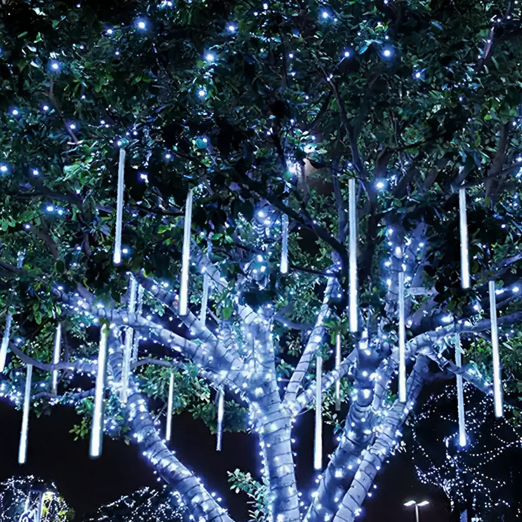 360° Solar-Powered Waterproof Meteor Shower LED Tree String Lights – Dynamic Outdoor Landscape Lighting for Garden, Yard & Patio