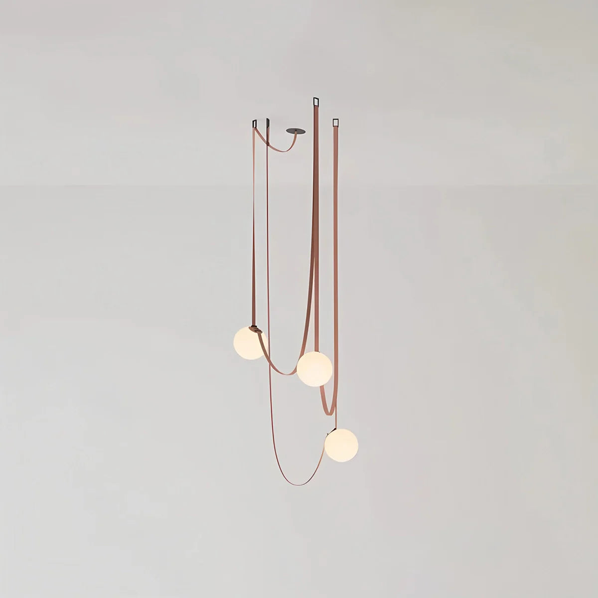 Modern Leather Strap Globe Pendant Light | Adjustable Frosted Glass Globes for High Ceilings & Statement Installations