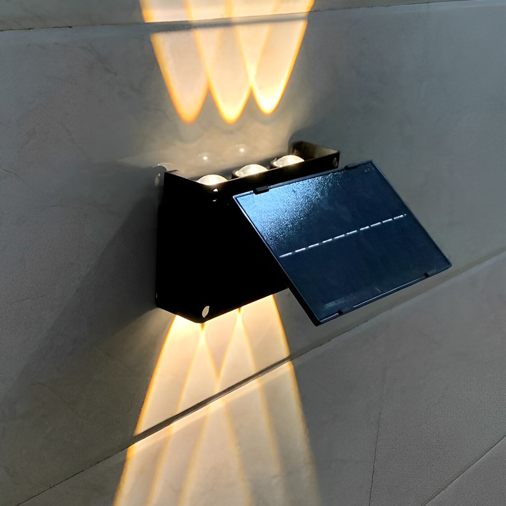 LED Waterproof Up and Down Wall Light - Modern Rectangular Solar Lamp for Outdoor Garden & Patio Lighting