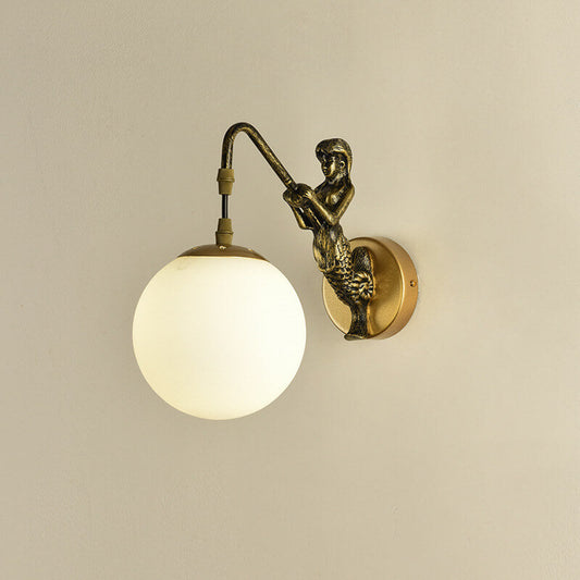 Vintage Rustic Mermaid Wall Sconce Light Fixture - 1-Light Design for Coastal & Nautical Home Decor