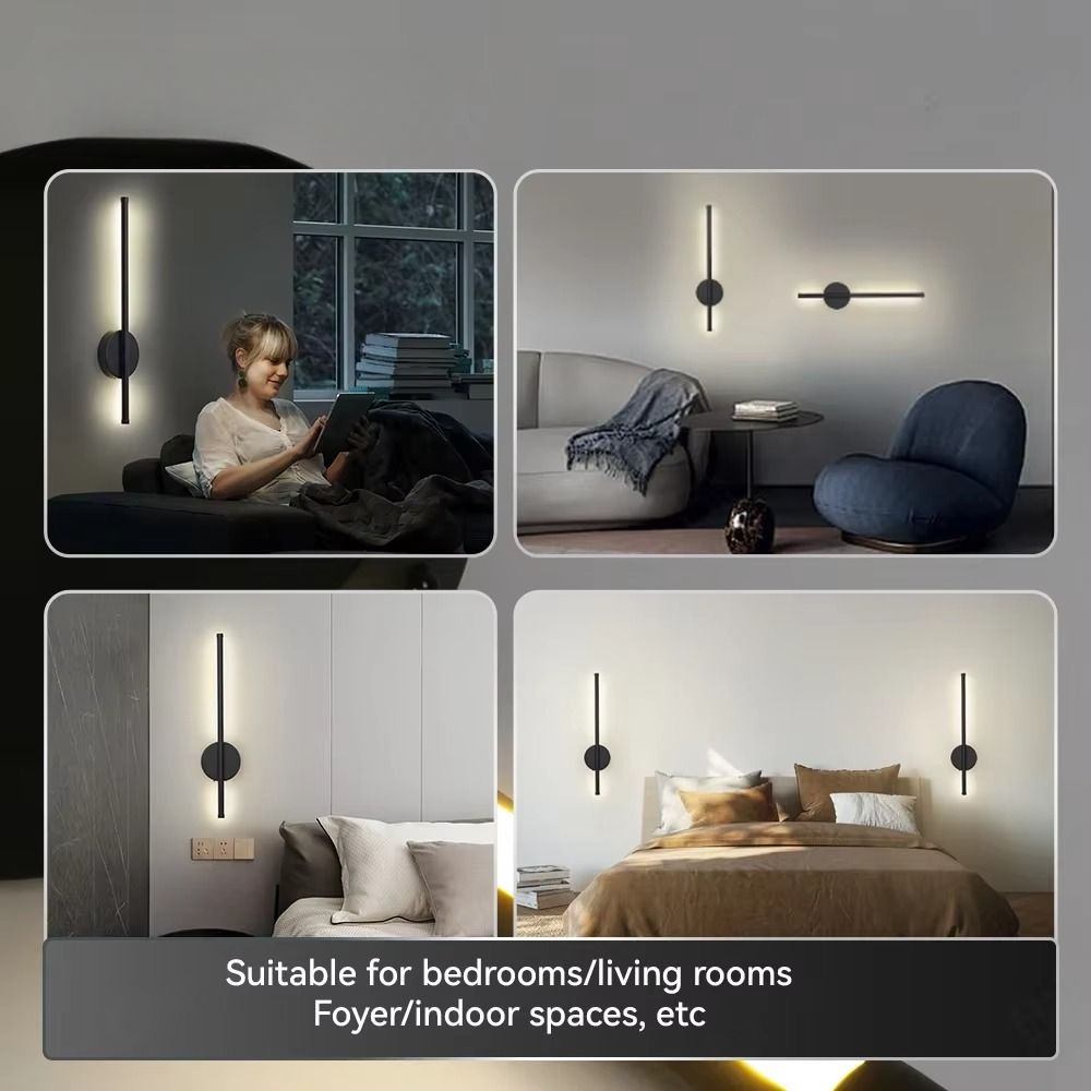 Wireless Modern Wall Light Fixture with Adjustable Brightness for Living Room, Bedroom, and Hallway Lighting