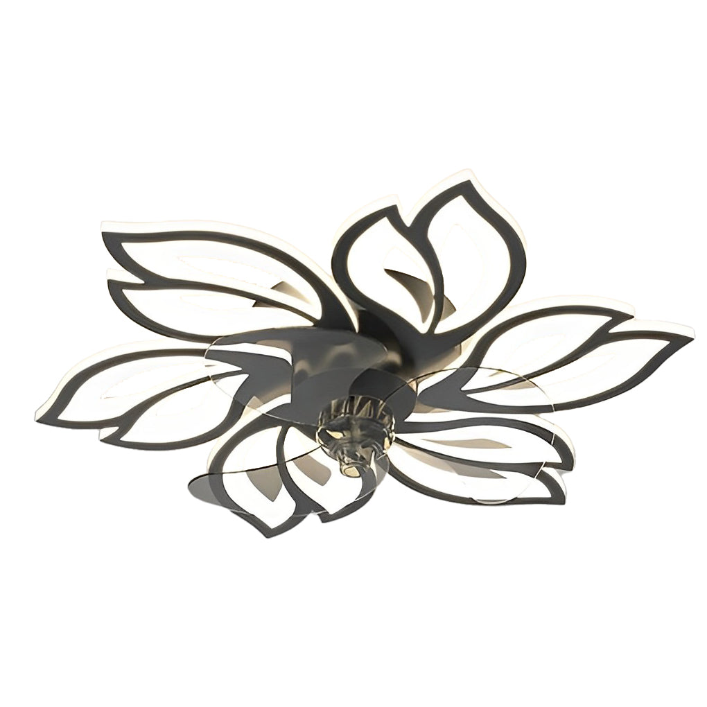 LED Modern Ceiling Fan Light with Flower Design, Smart Silent Stepless Dimming, Ideal for Living Room & Bedroom