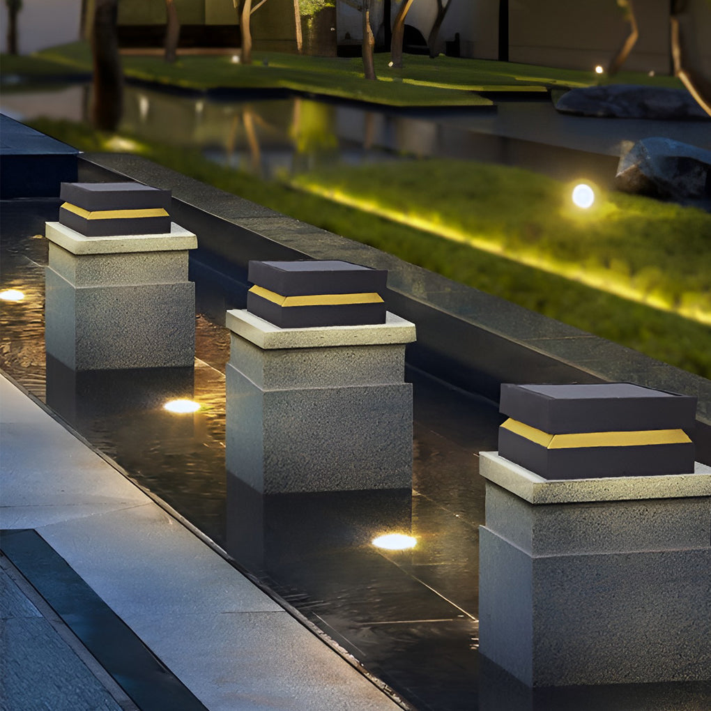 Contemporary Outdoor Pillar Solar Lights - Stylish Pedestal Solar Lights for Elegant Column Illumination Pedestal Solar Lights