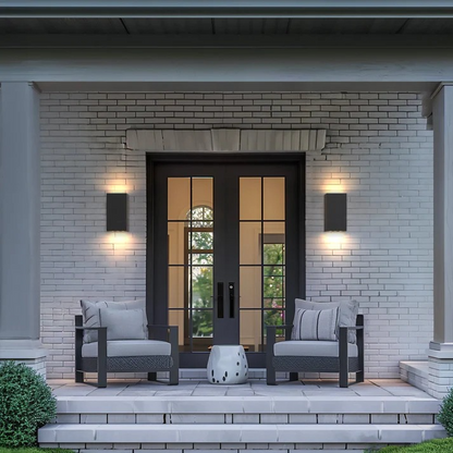 Modern Outdoor Wall Sconce - Up & Down LED Exterior Light for Garage & Front Door | Black Minimalist Waterproof Design