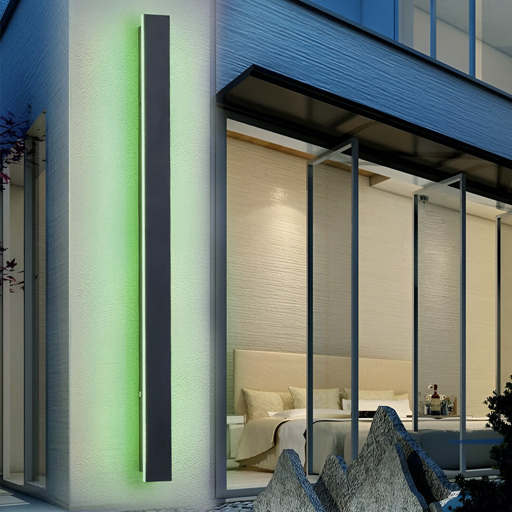 Elevate Ambiance Wall Outdoor Lights: Sleek LED Design for Exterior Brilliance Stylish Black Long Strip Wall Lights for Enhanced Exterior Illumination