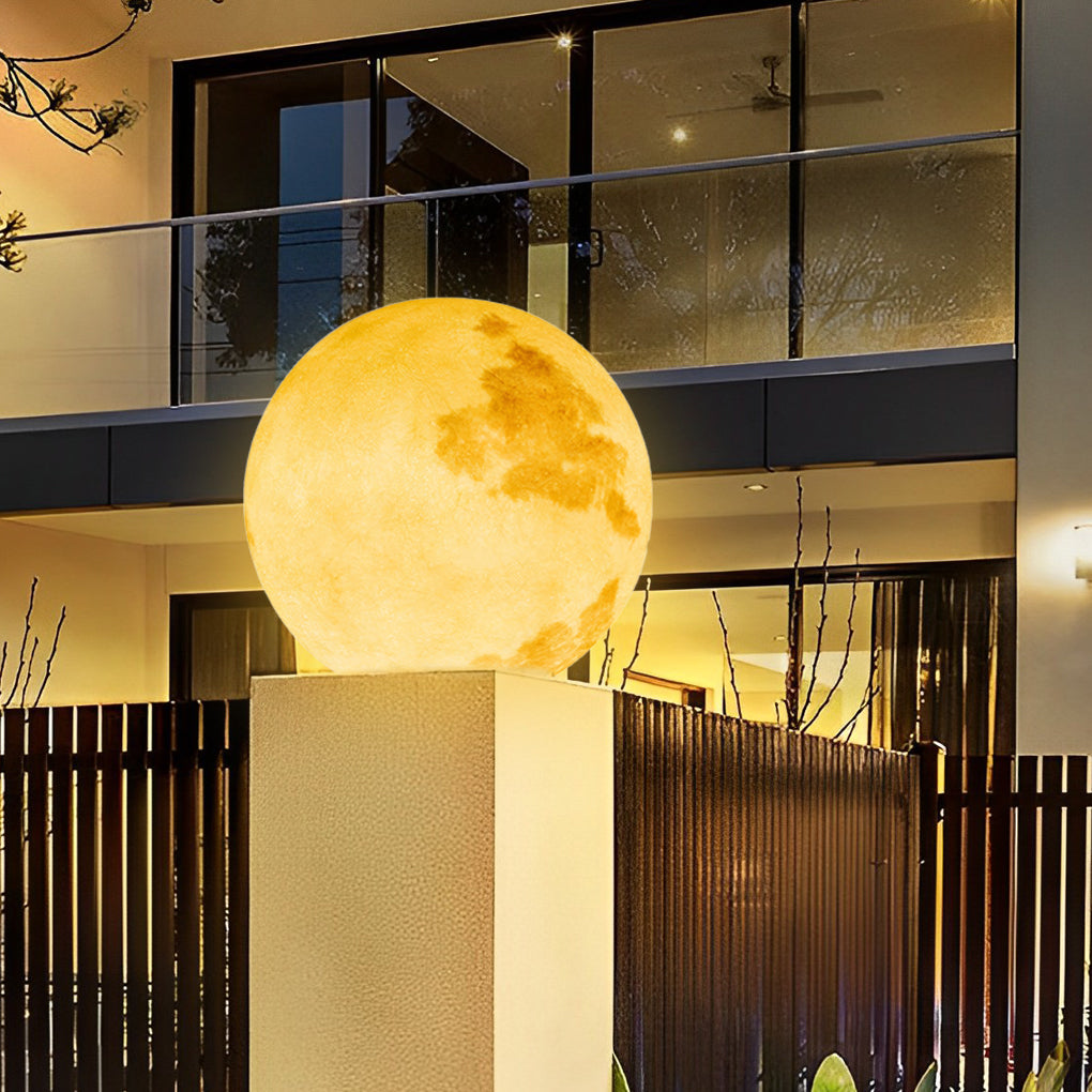 Moon-Shaped Outdoor Pier-Mount Accent Light Fixture for Pathways & Gardens