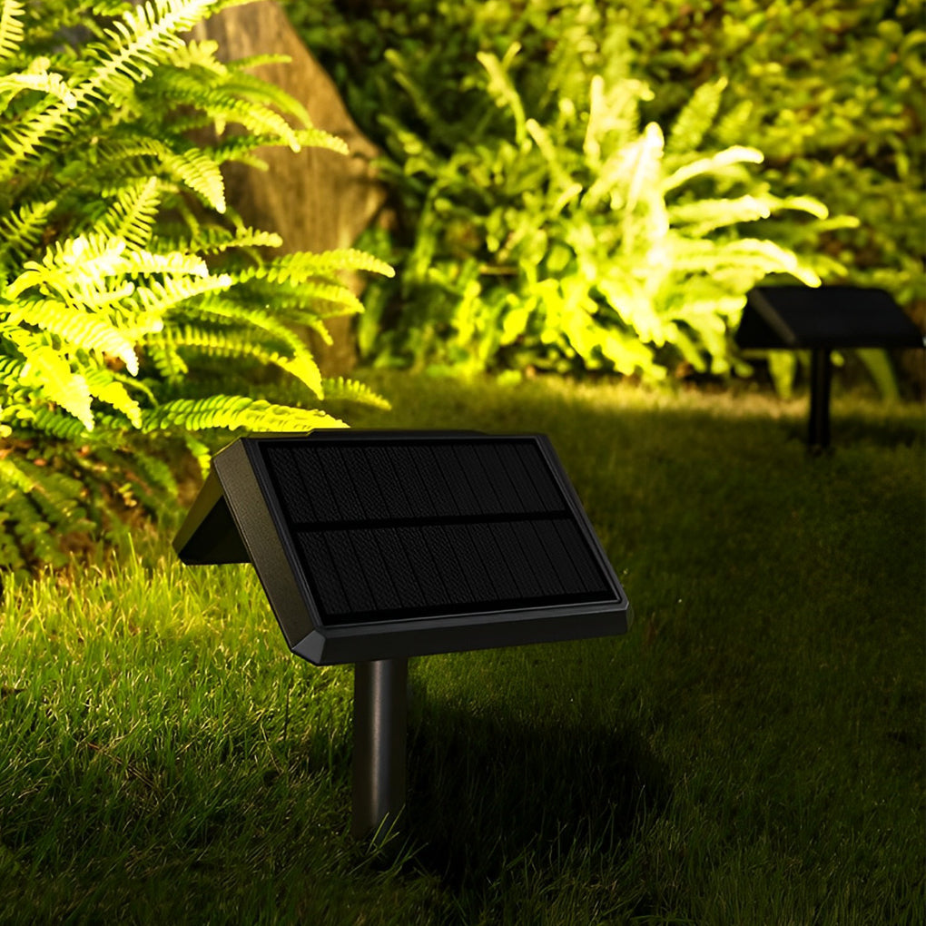 LED Solar Lights Outdoor - 2PCS Waterproof IP65 Black Modern Lawn Lamps for Garden Pathway Lighting