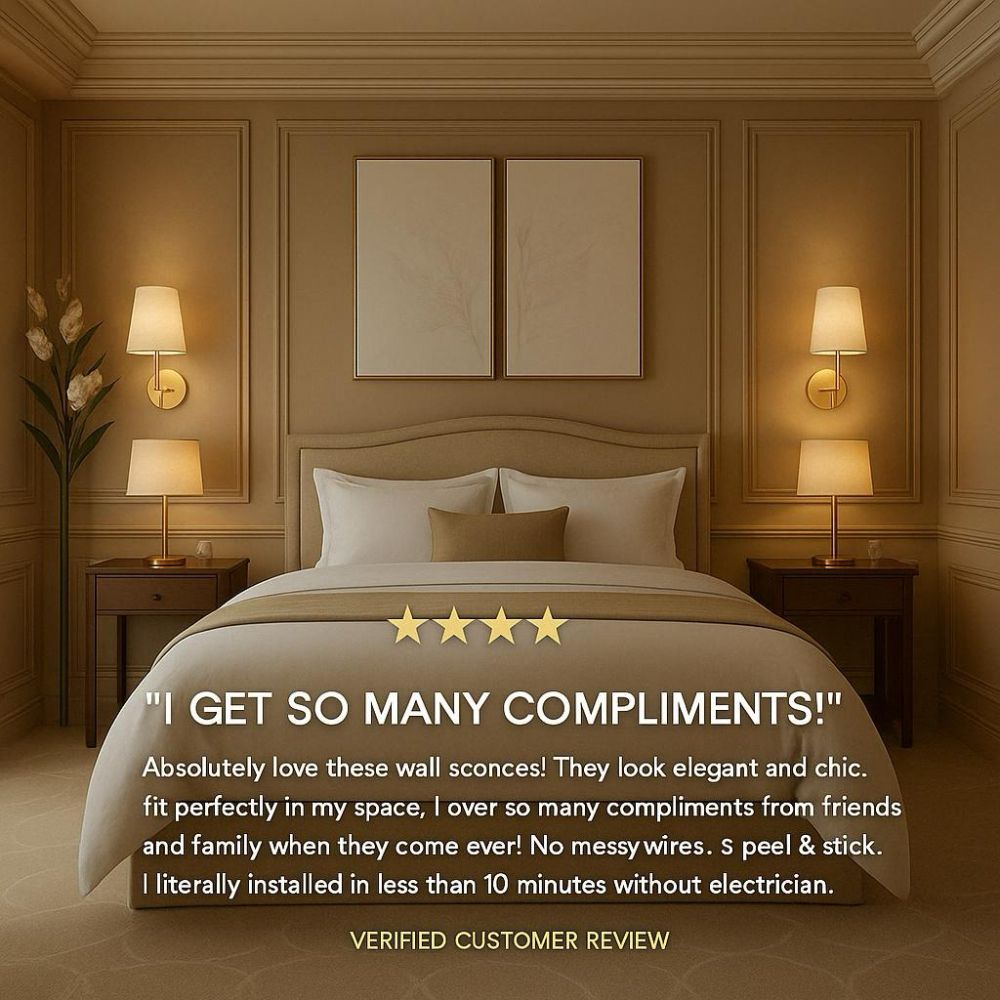 LED Wireless Fabric Wall Light Set of 2 with 2 Free Bulbs - Modern Decorative Lighting for Living Room & Bedroom