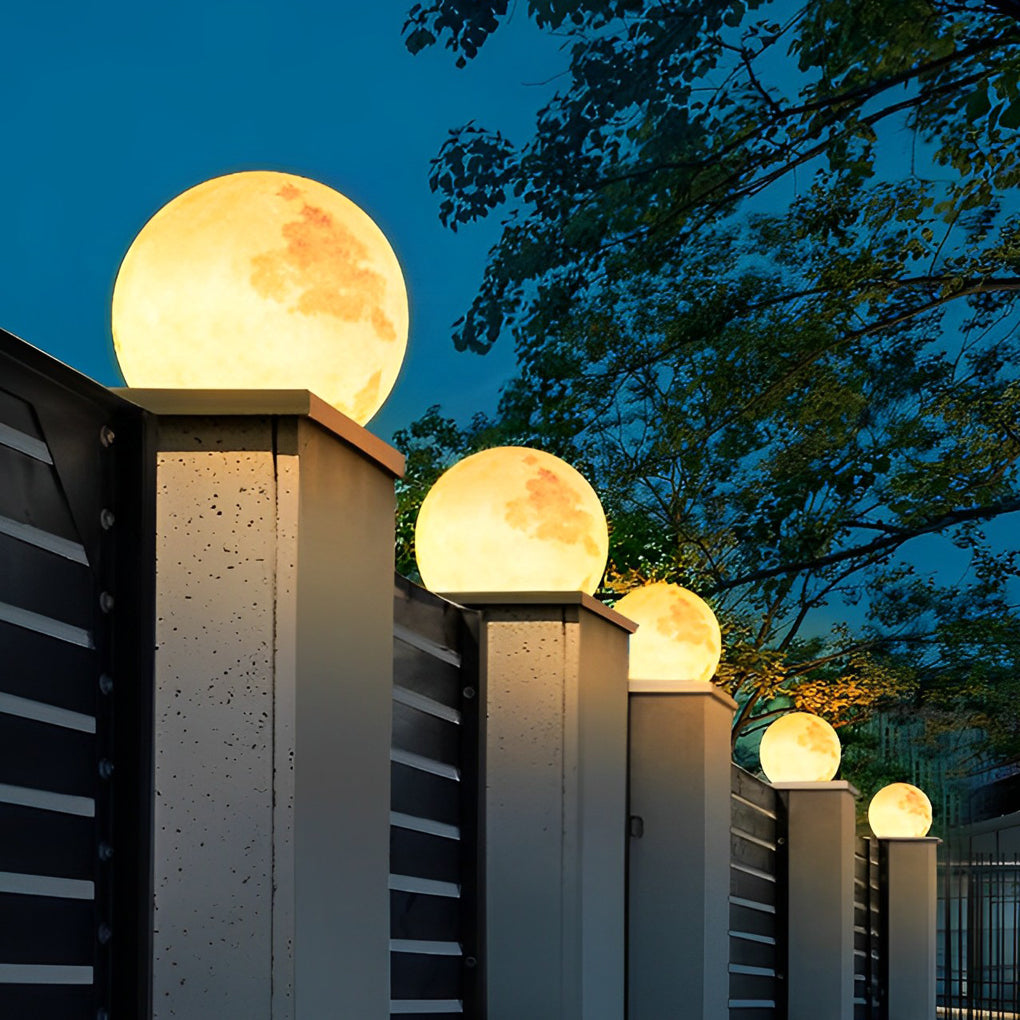 Moon-Shaped Outdoor Pier-Mount Accent Light Fixture for Pathways & Gardens