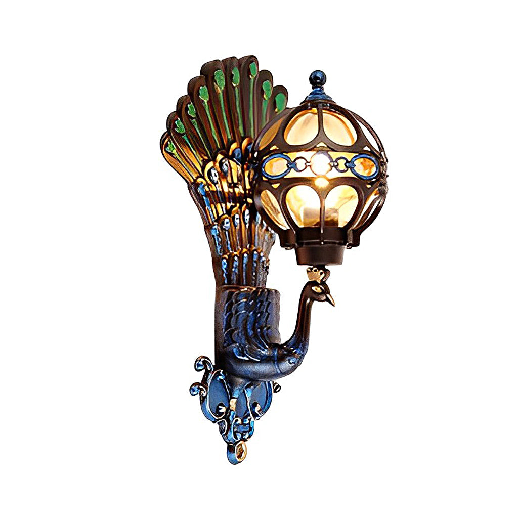 Waterproof Retro Peacock Outdoor Wall Light Fixture - Aluminum European Style for Garden & Patio Lighting