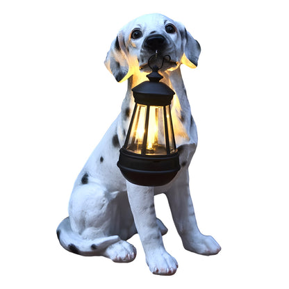 Resin Dog Statue with Solar Lantern - Outdoor Garden Decor Light, Perfect Rottweiler Gift Ideas Garden Statue Golden Retriever with Solar Lantern